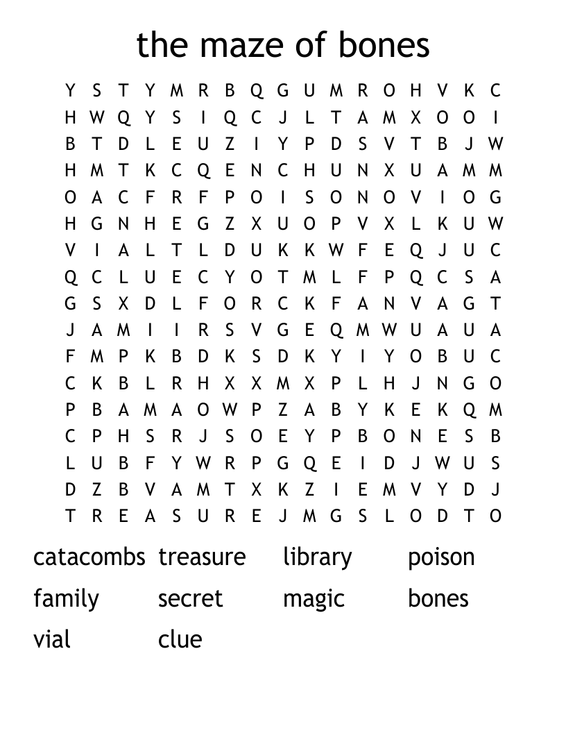 the maze of bones Word Search
