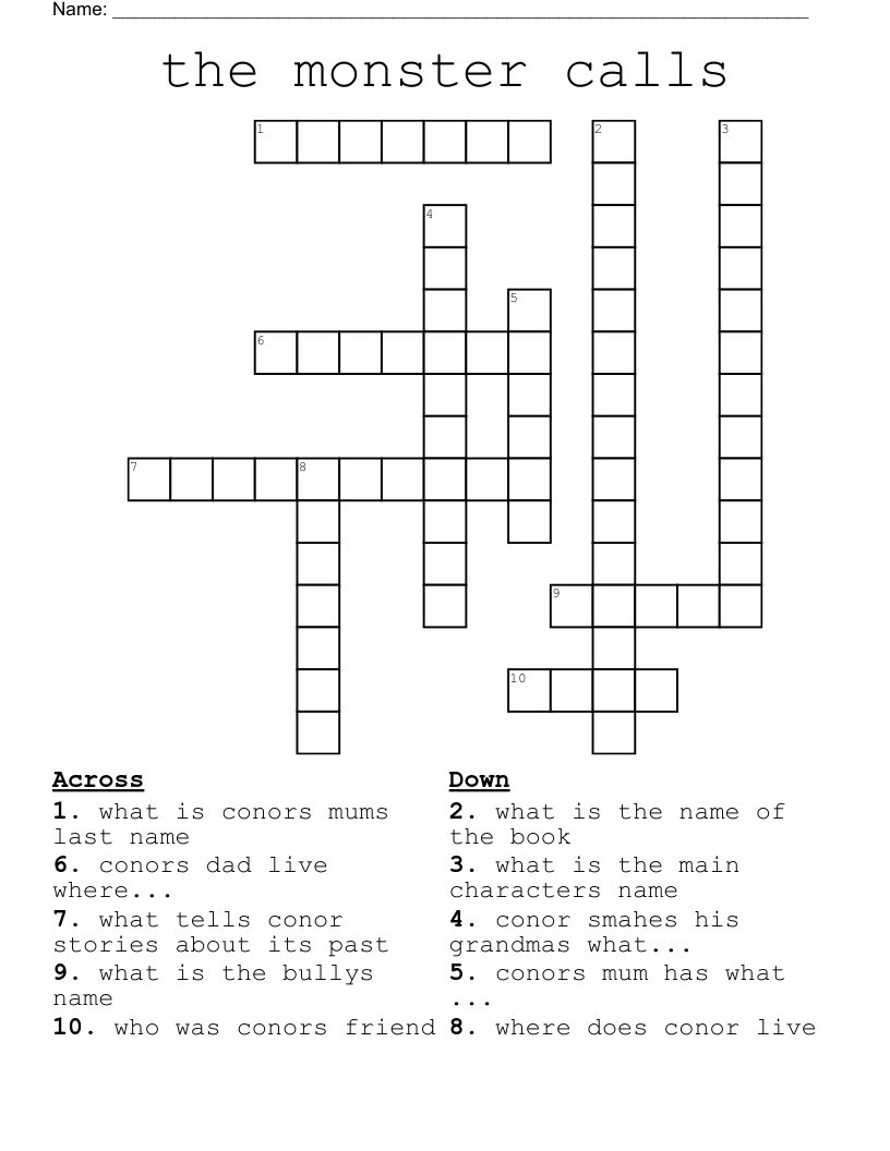 the monster calls Crossword
