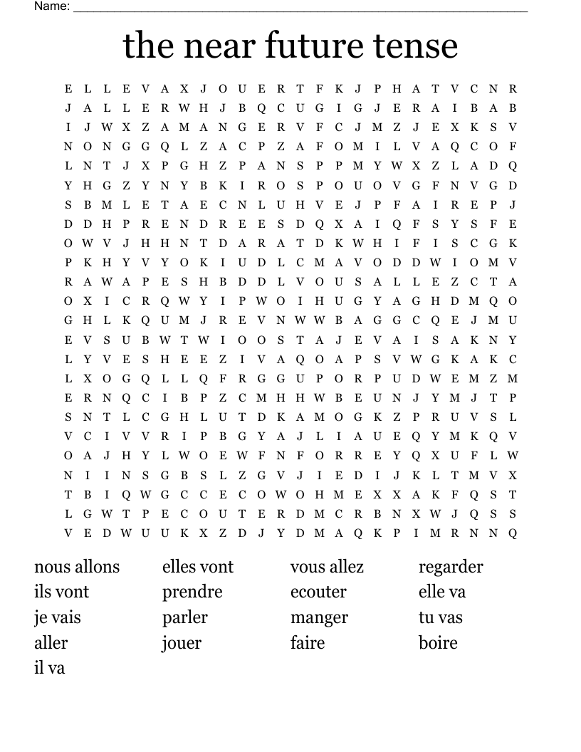 the near future tense Word Search