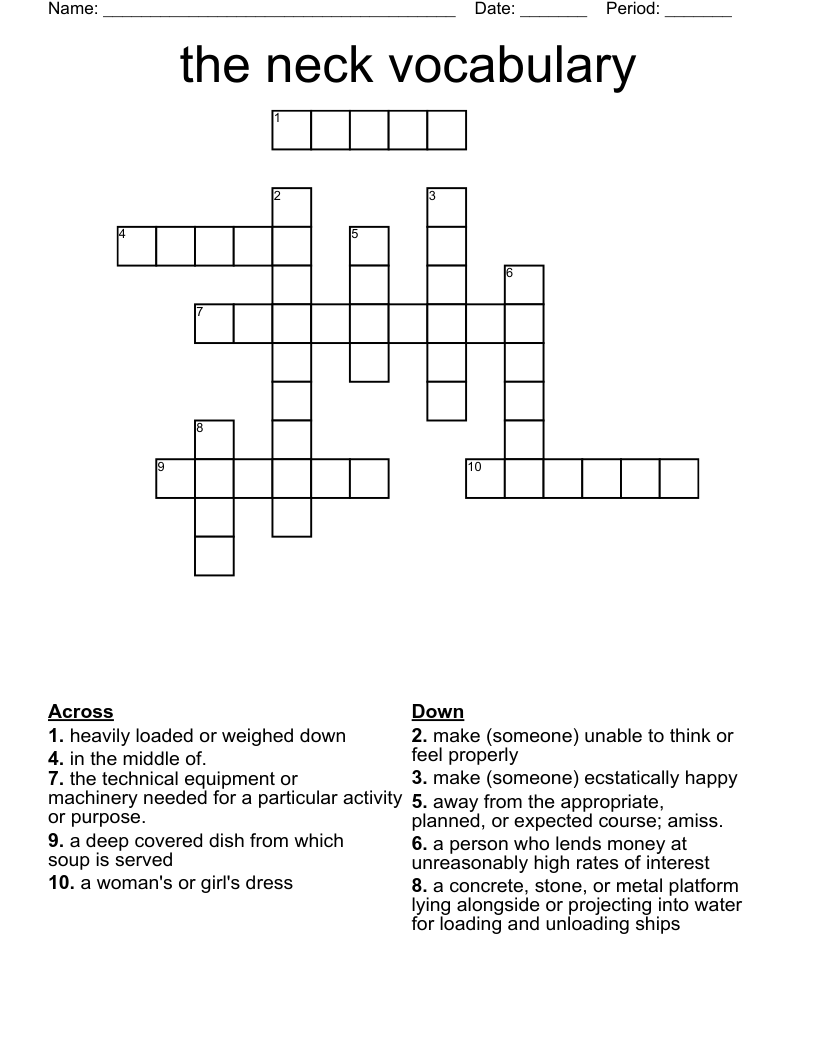 the neck vocabulary Crossword