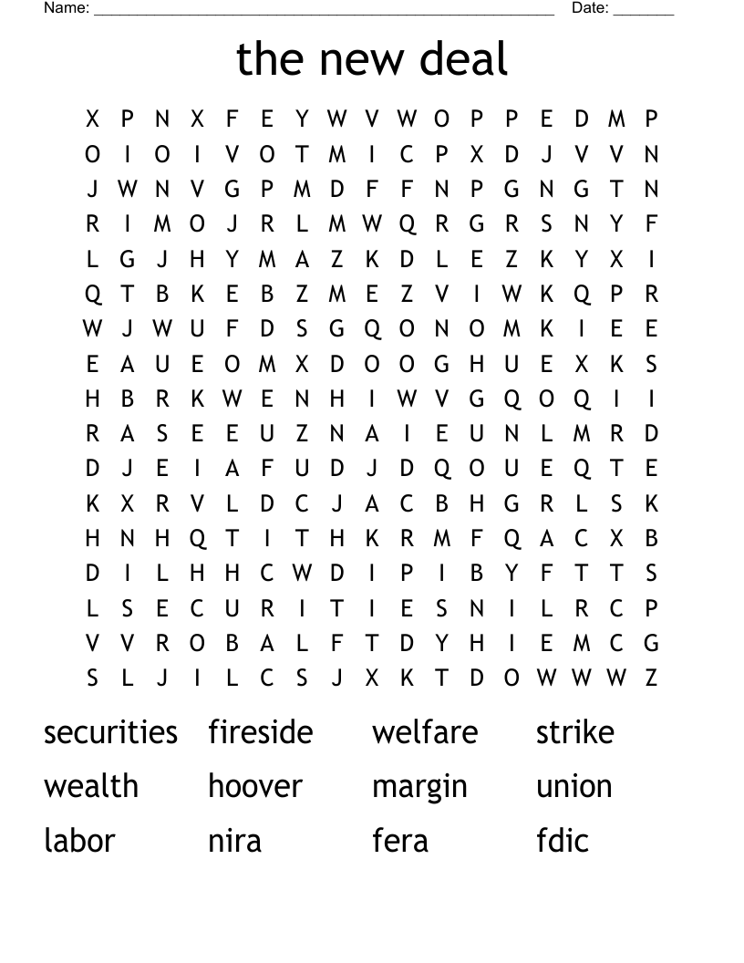 the new deal Word Search