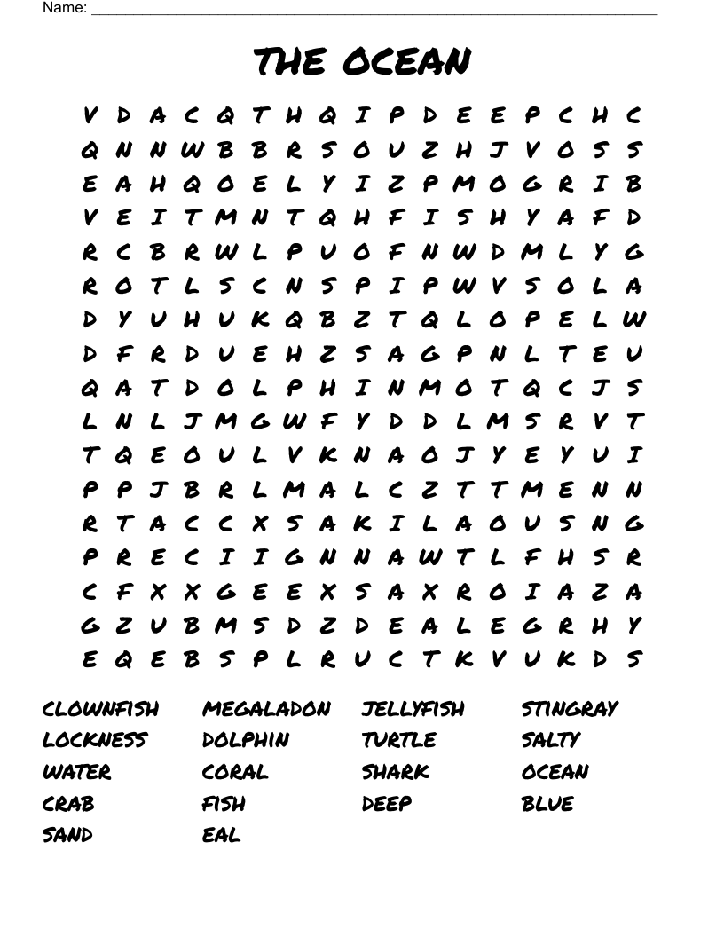the ocean Word Search