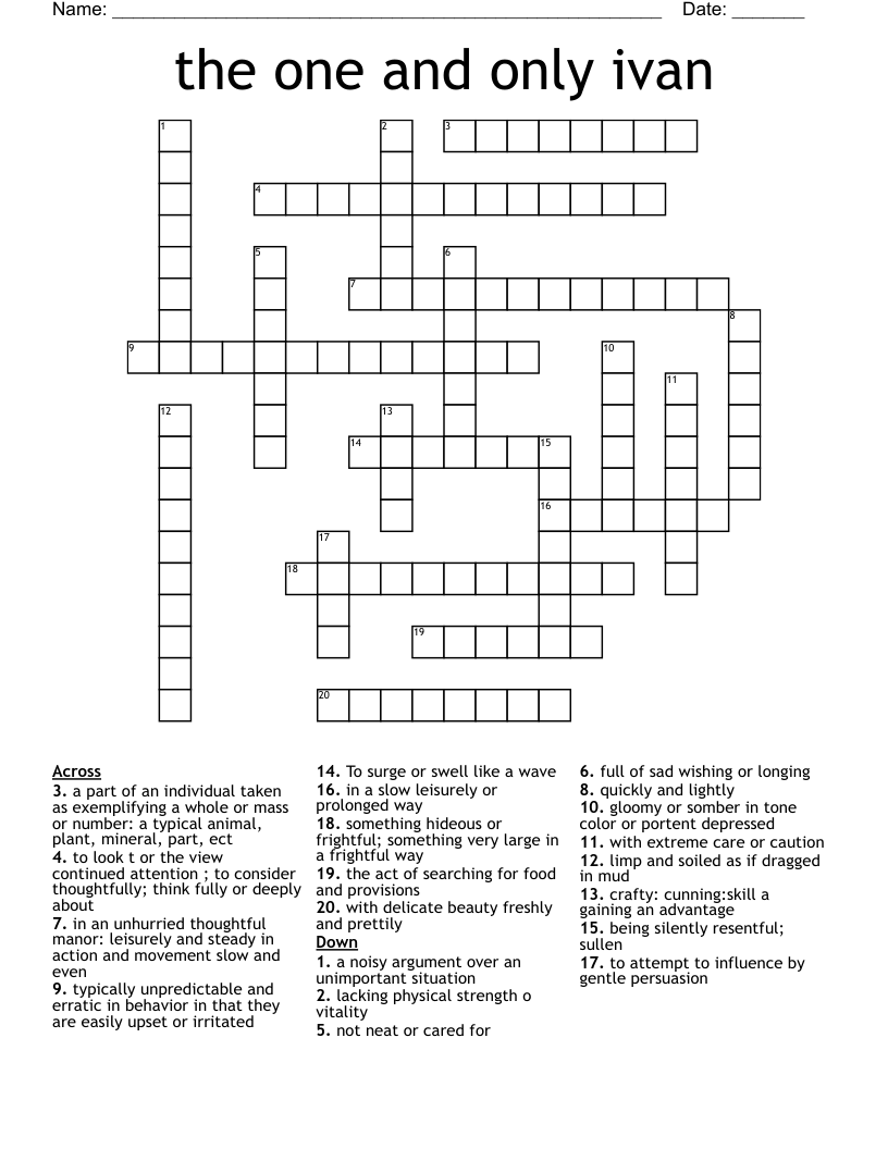 the one and only ivan Crossword