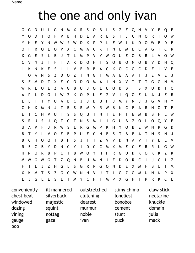 the one and only ivan Word Search