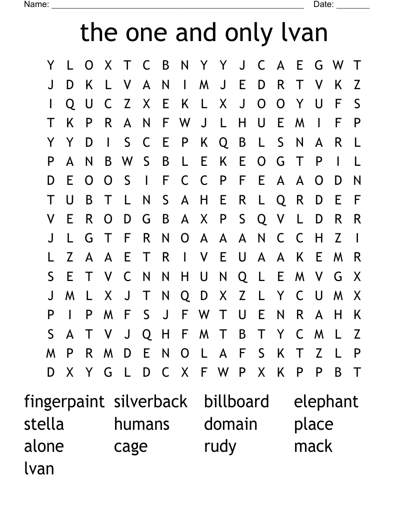 the one and only lvan Word Search