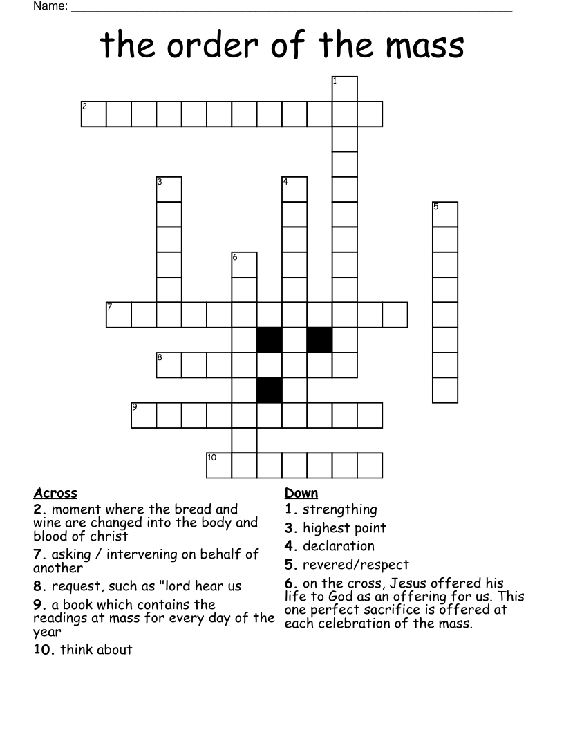 the order of the mass Crossword