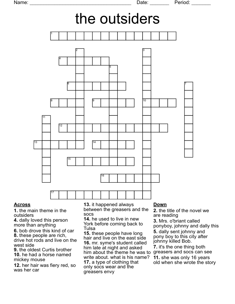 the outsiders Crossword