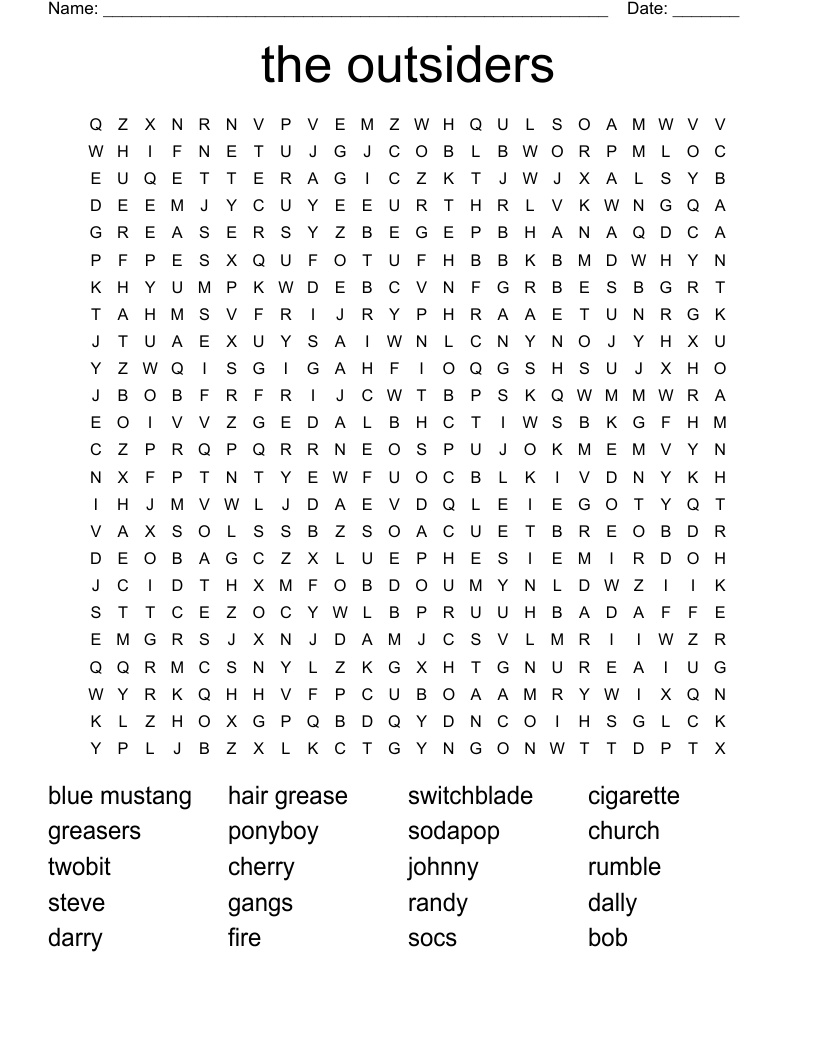 the outsiders Word Search