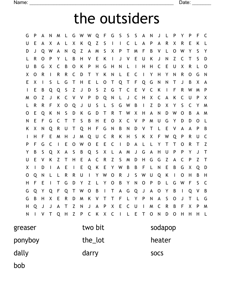 the outsiders Word Search