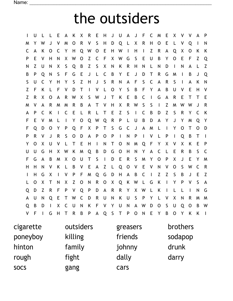 the outsiders Word Search