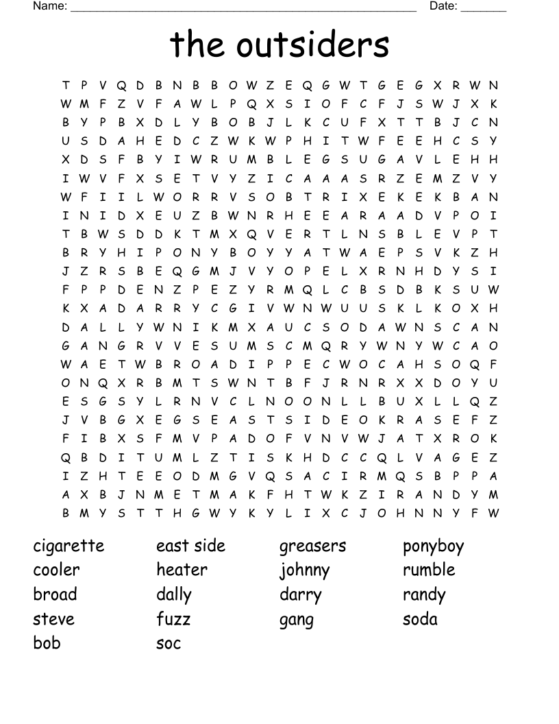 the outsiders Word Search