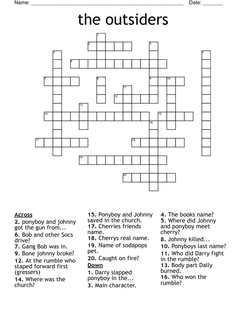 the outsiders  Crossword