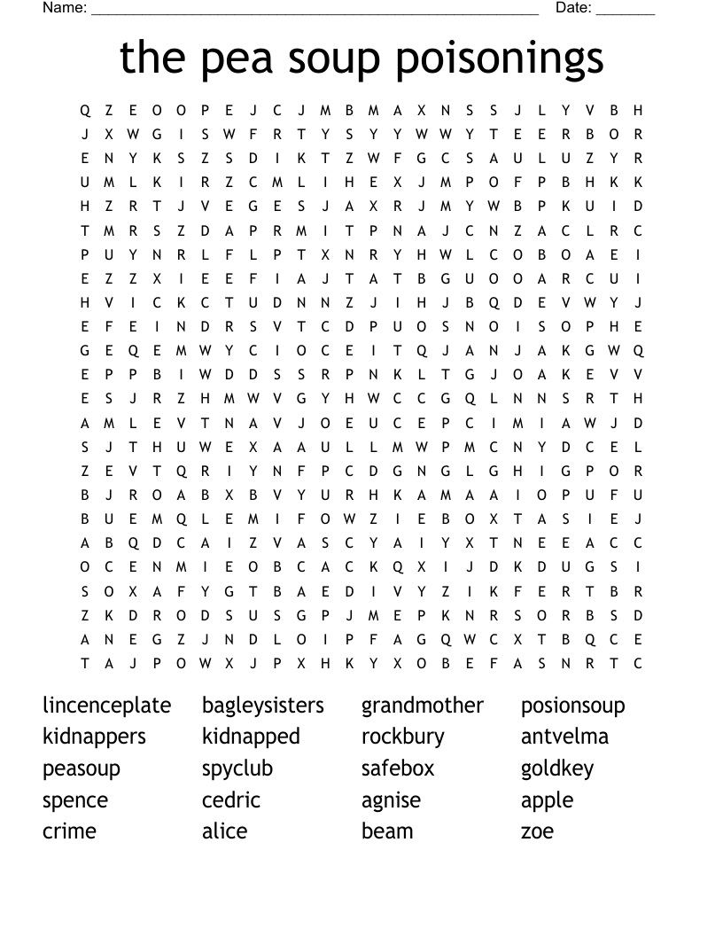 the pea soup poisonings Word Search