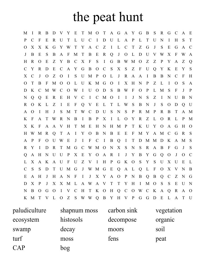 the peat hunt Word Search