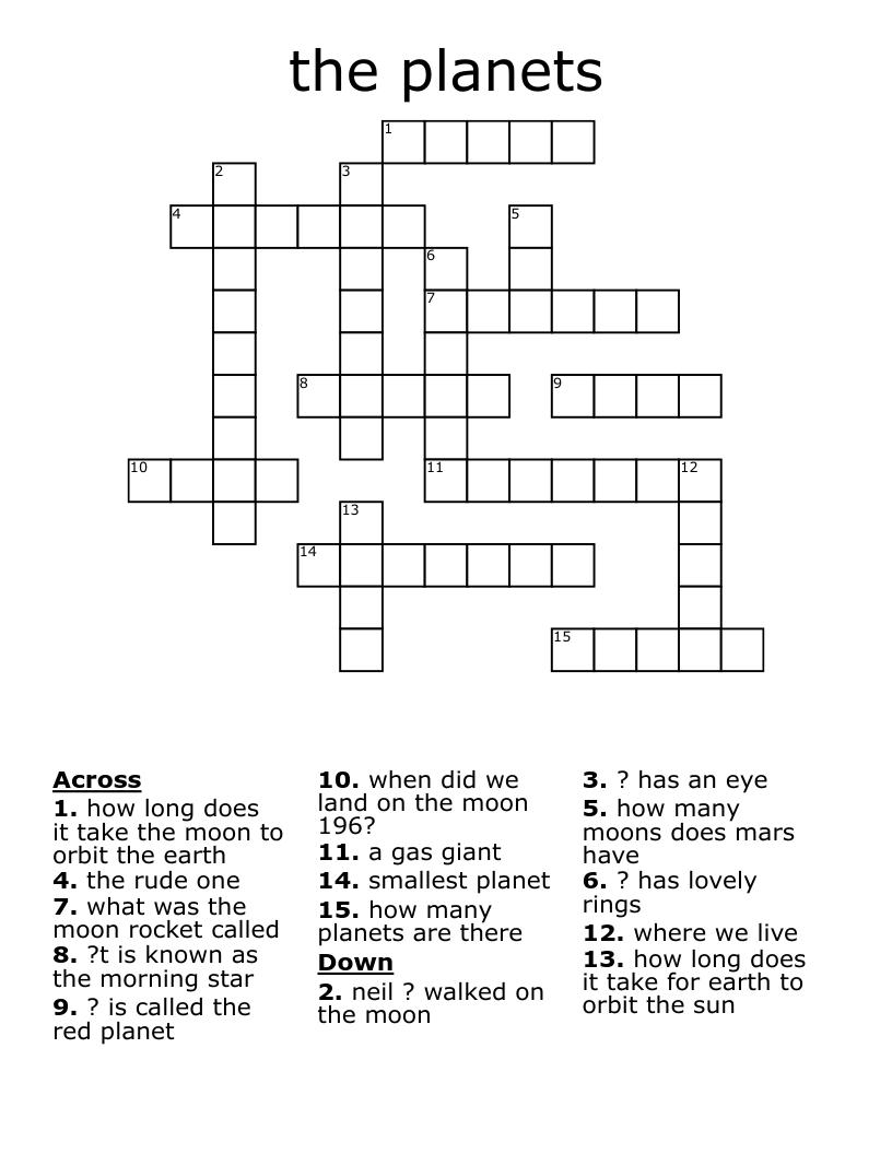 the planets Crossword