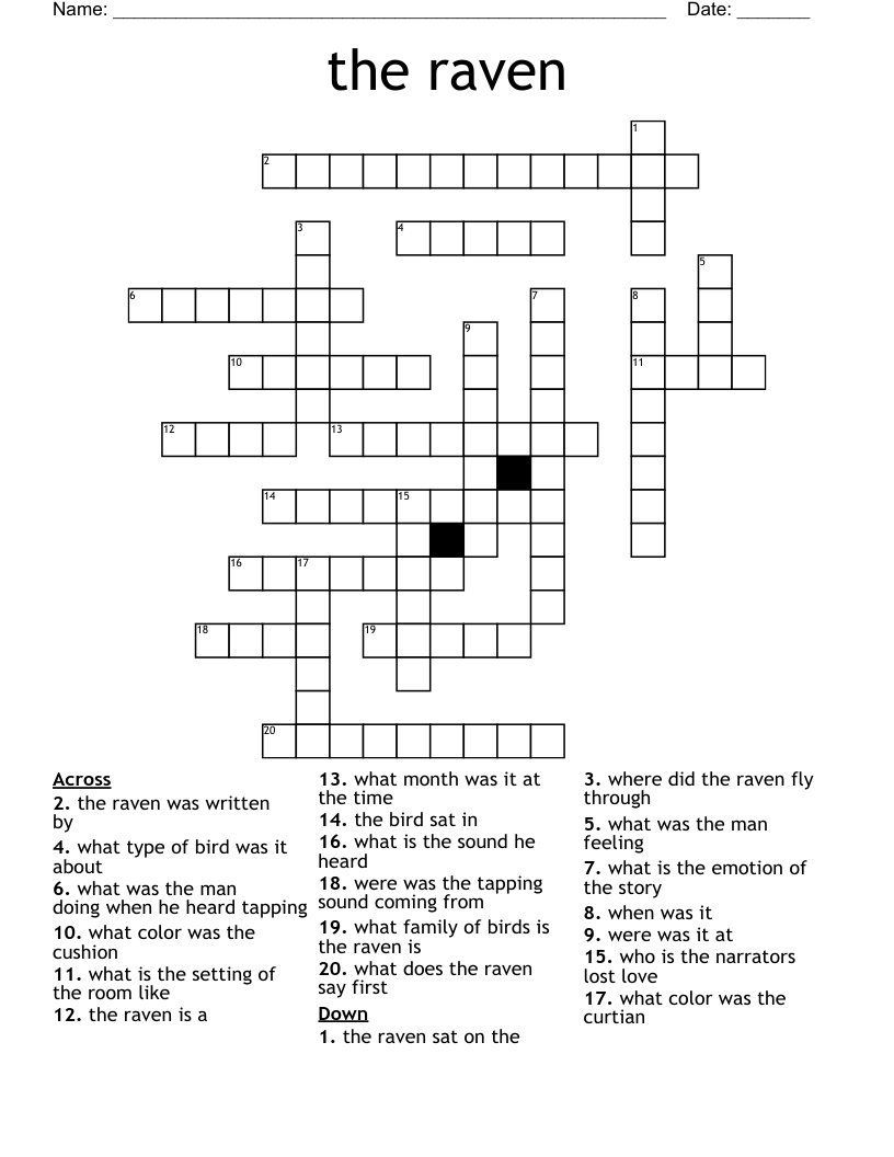 the raven Crossword