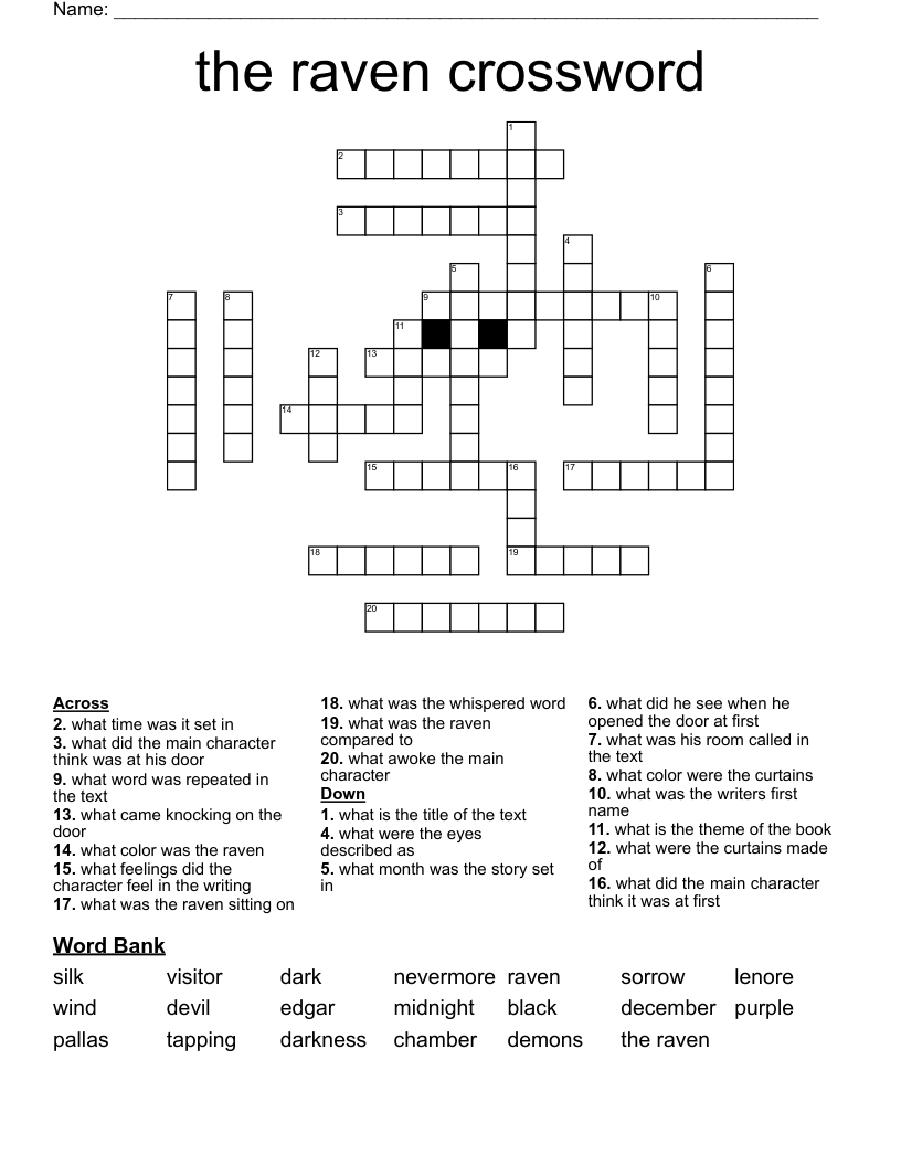 the raven crossword