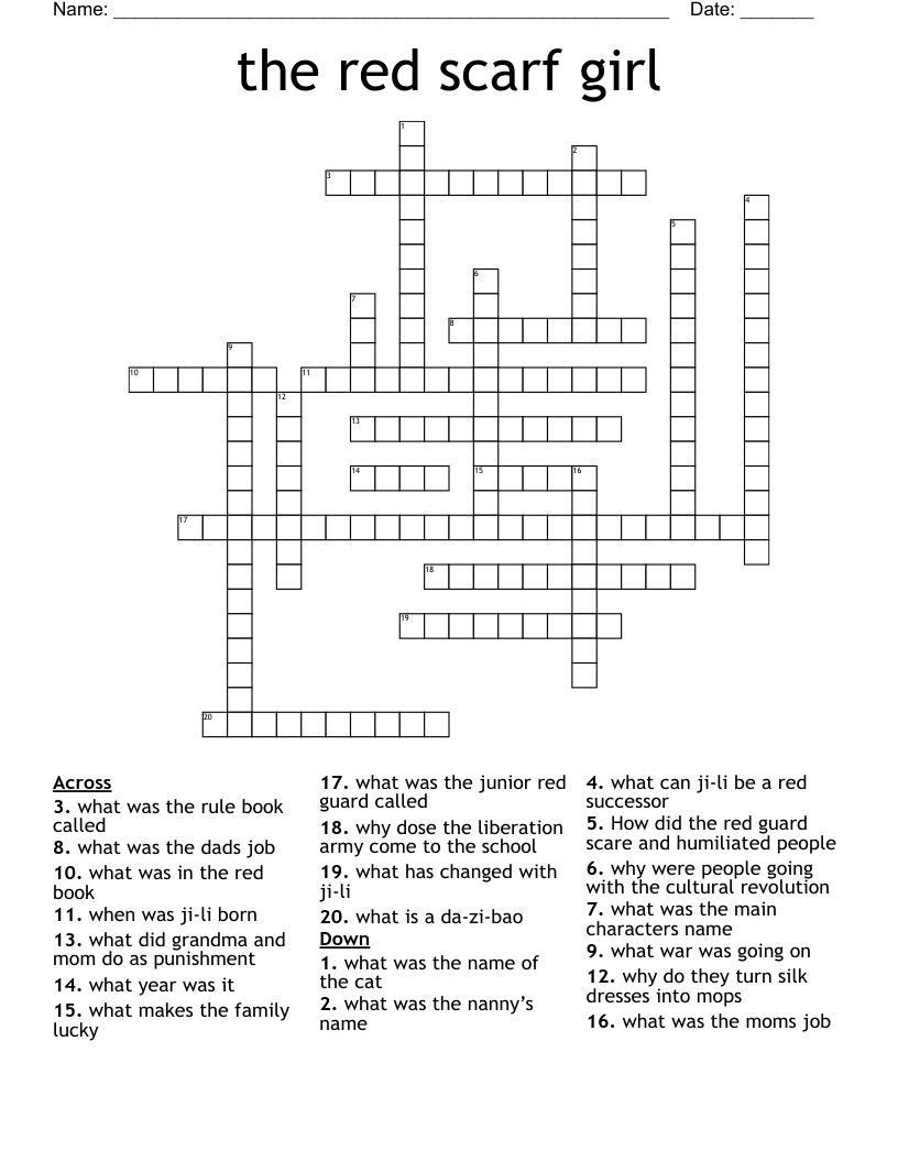 the red scarf girl  Crossword