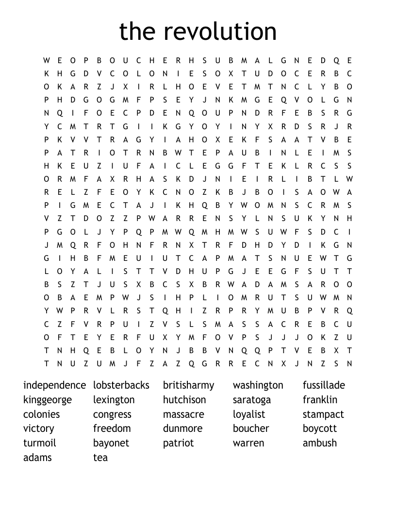 the revolution Word Search