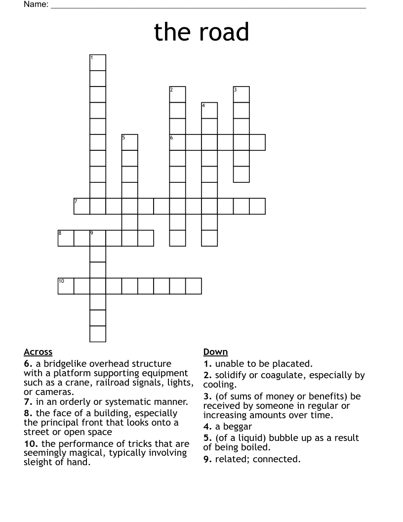 the road  Crossword