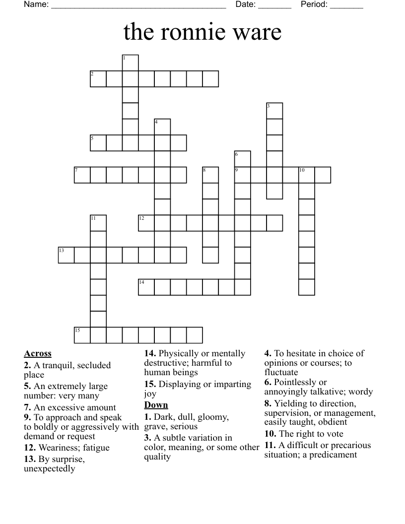 the ronnie ware Crossword