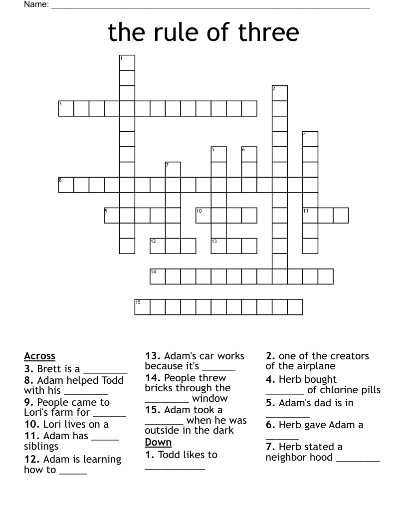 the rule of three Crossword