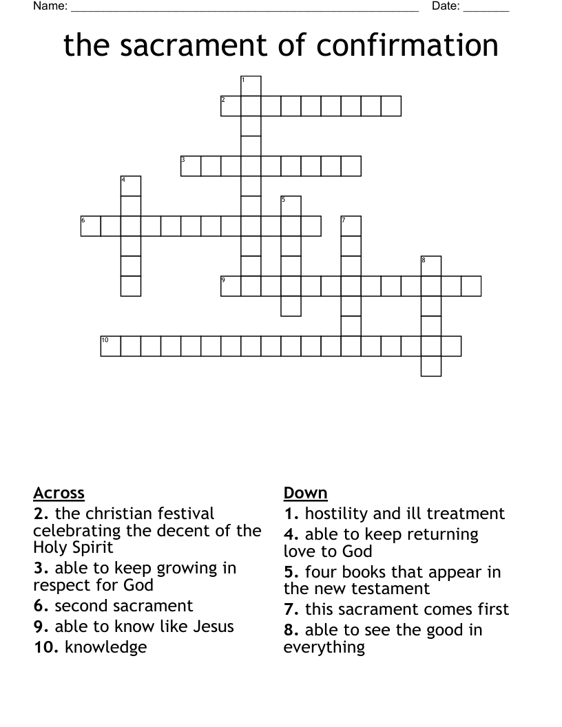 the sacrament of confirmation  Crossword