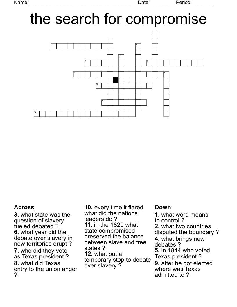 the search for compromise Crossword