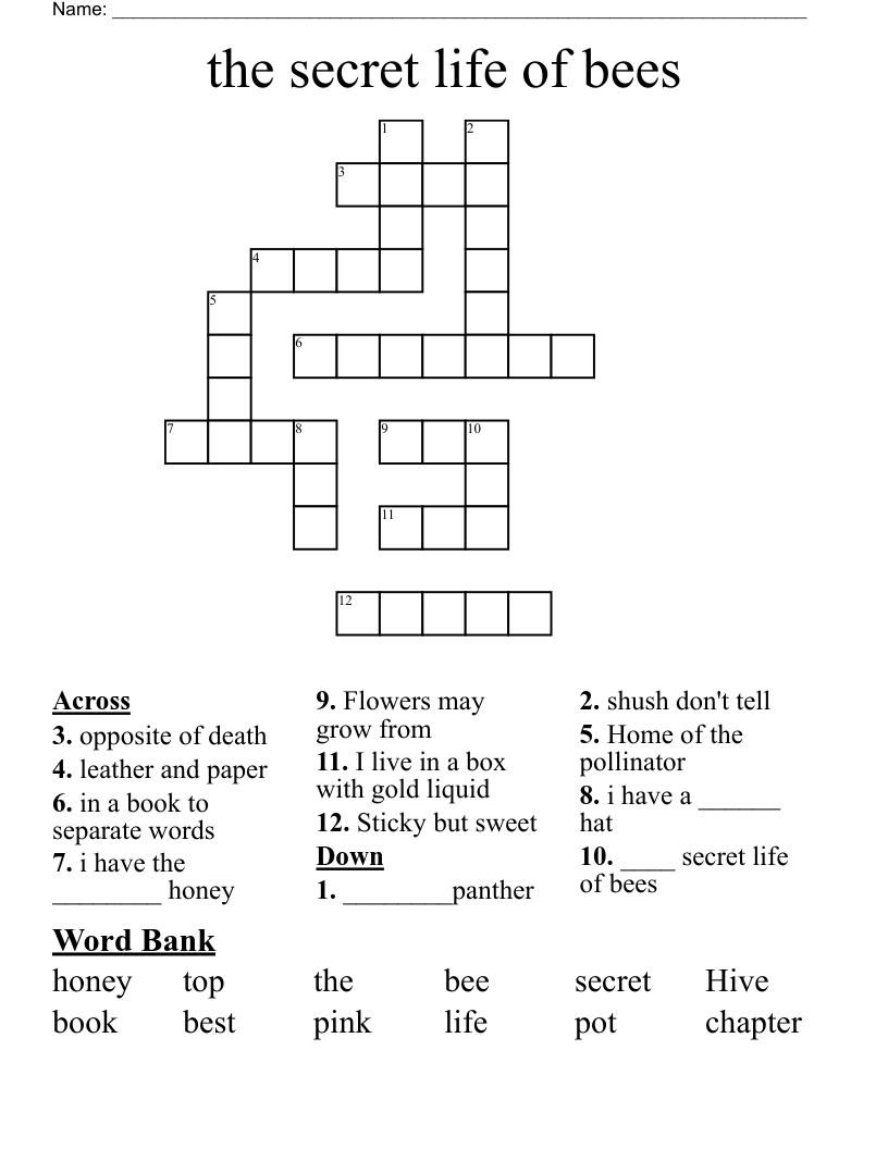 the secret life of bees Crossword