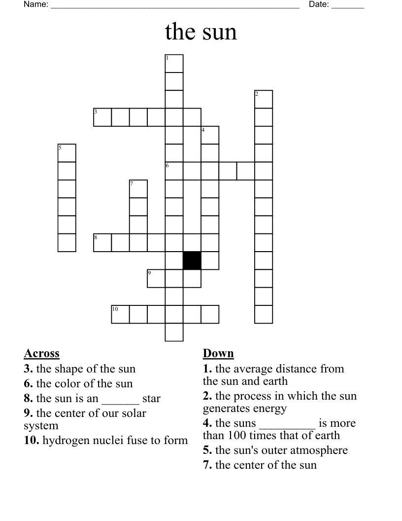 the sun Crossword