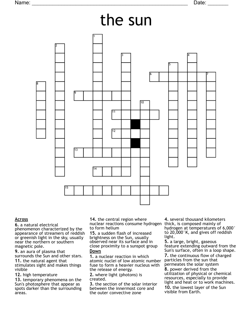 the sun Crossword