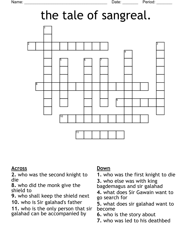 the tale of sangreal. Crossword