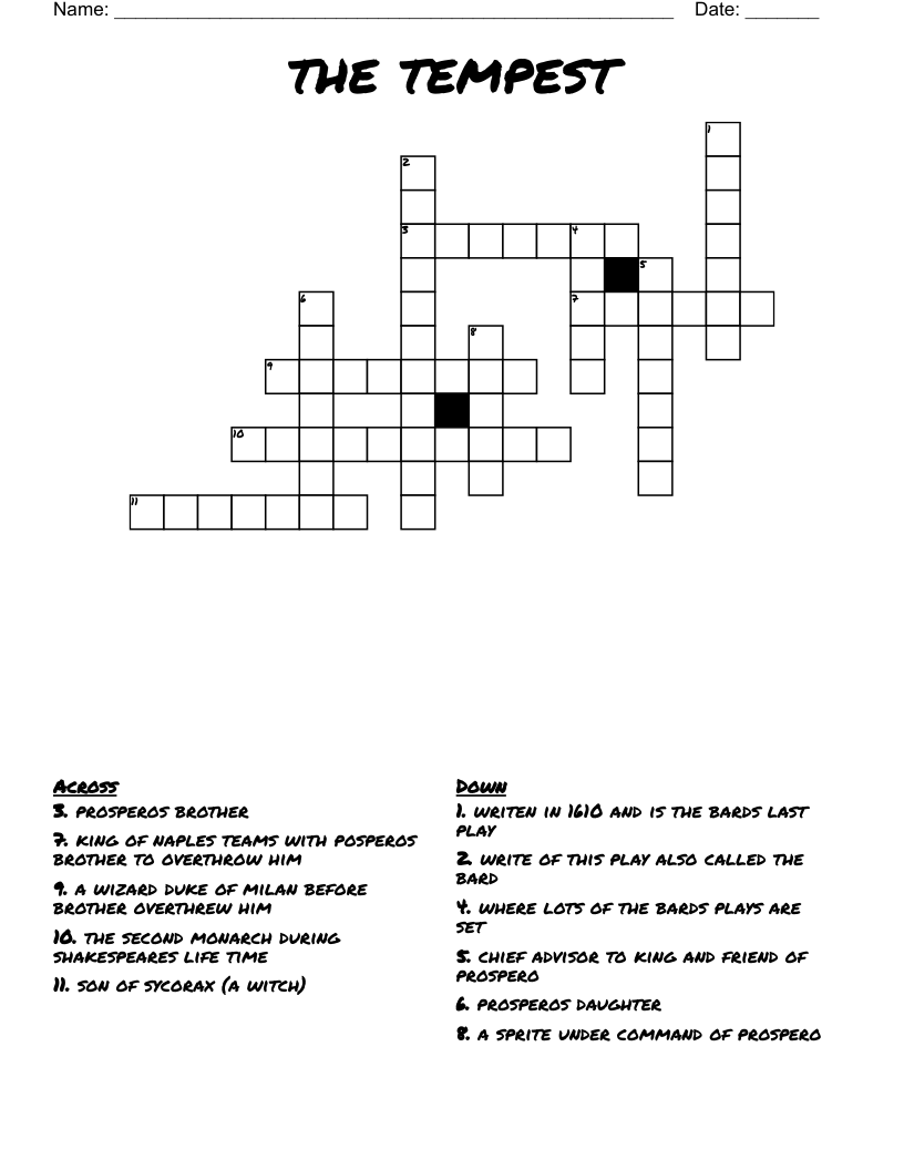 the tempest Crossword