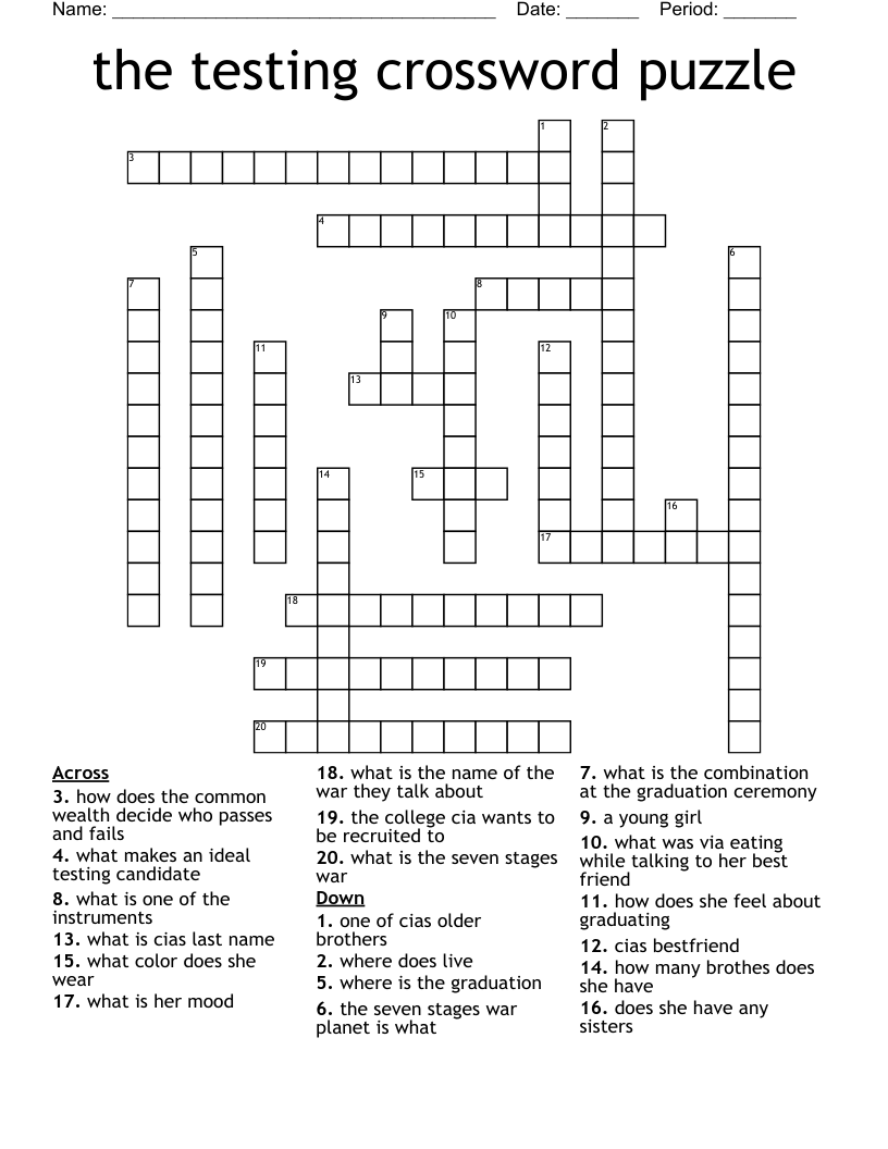 the testing crossword puzzle