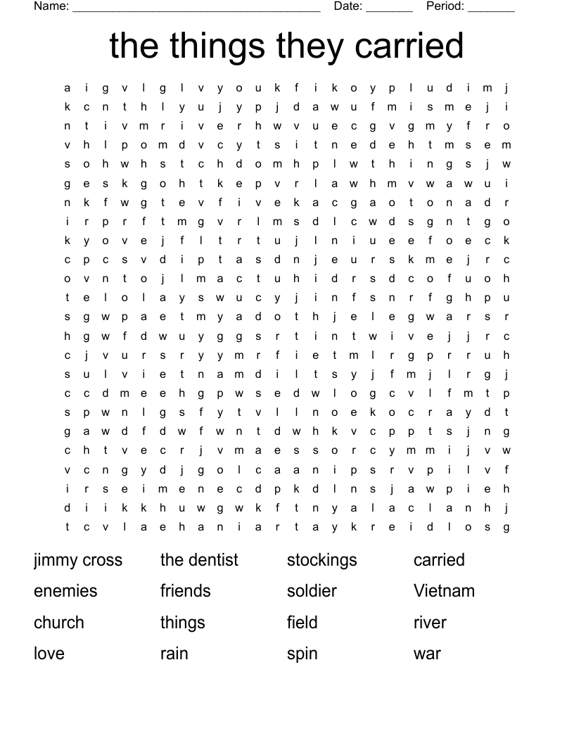 the things they carried Word Search