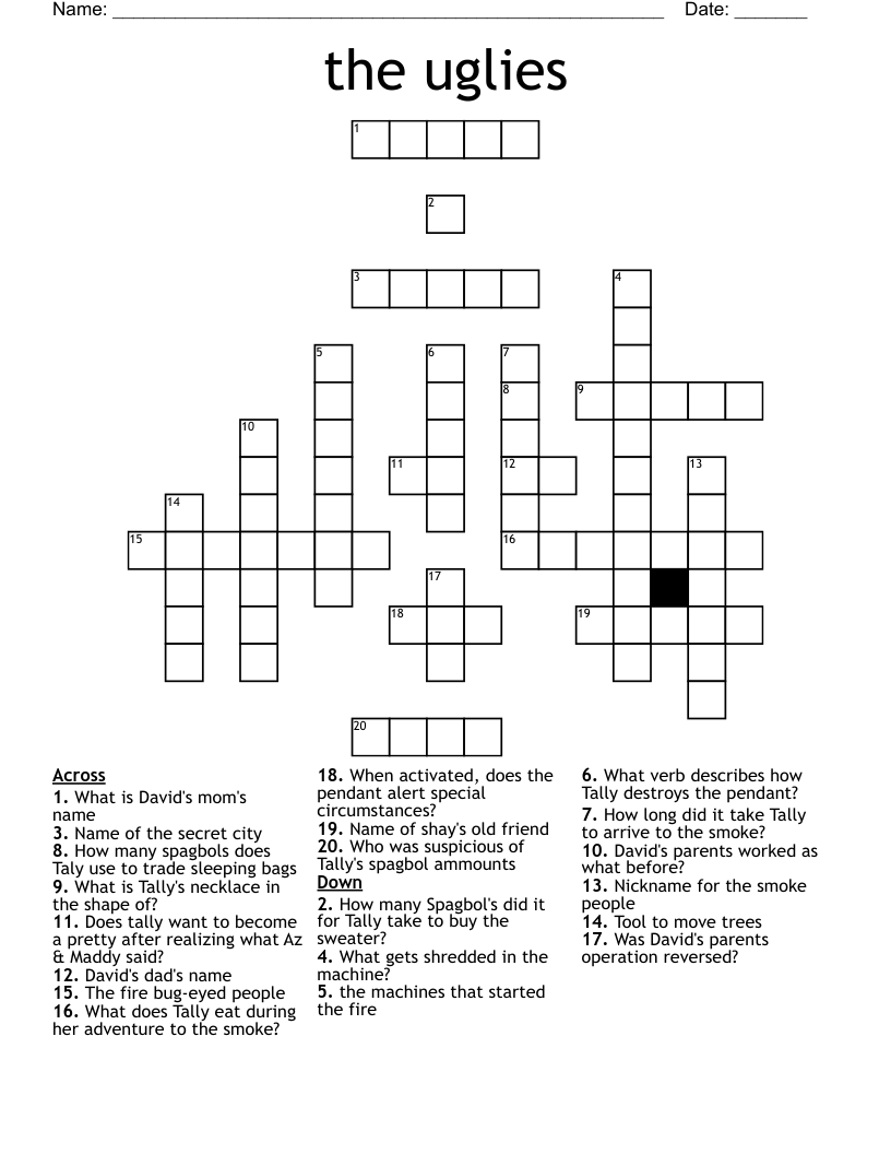 the uglies Crossword