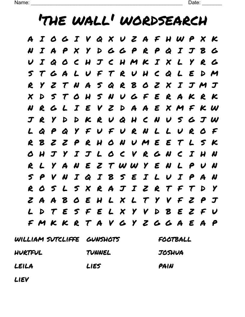 'the wall' wordsearch