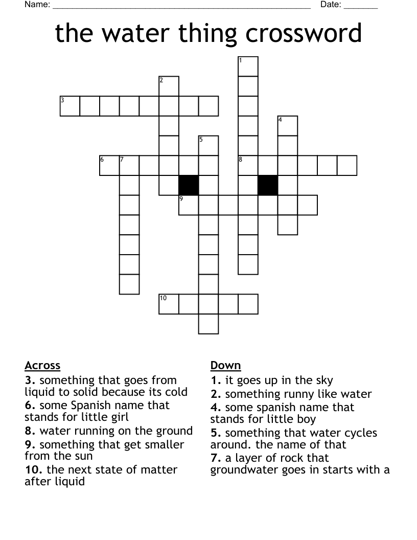 the water thing crossword