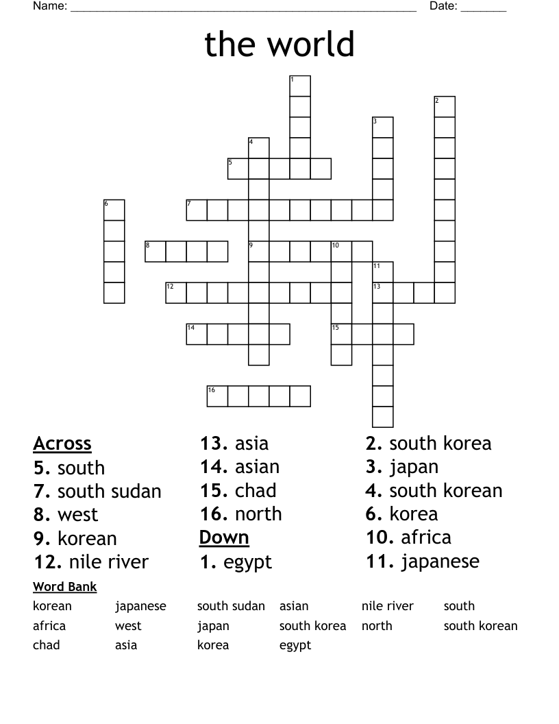 the world Crossword