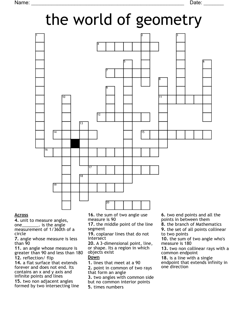 the world of geometry  Crossword