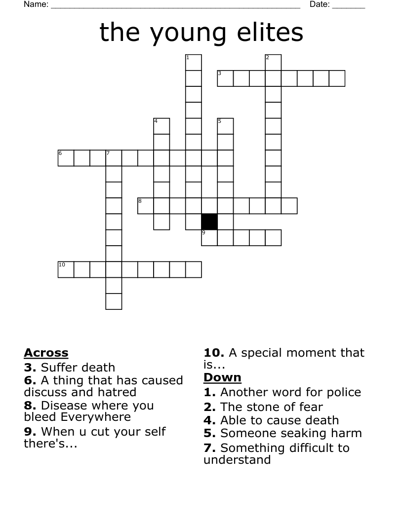 the young elites  Crossword