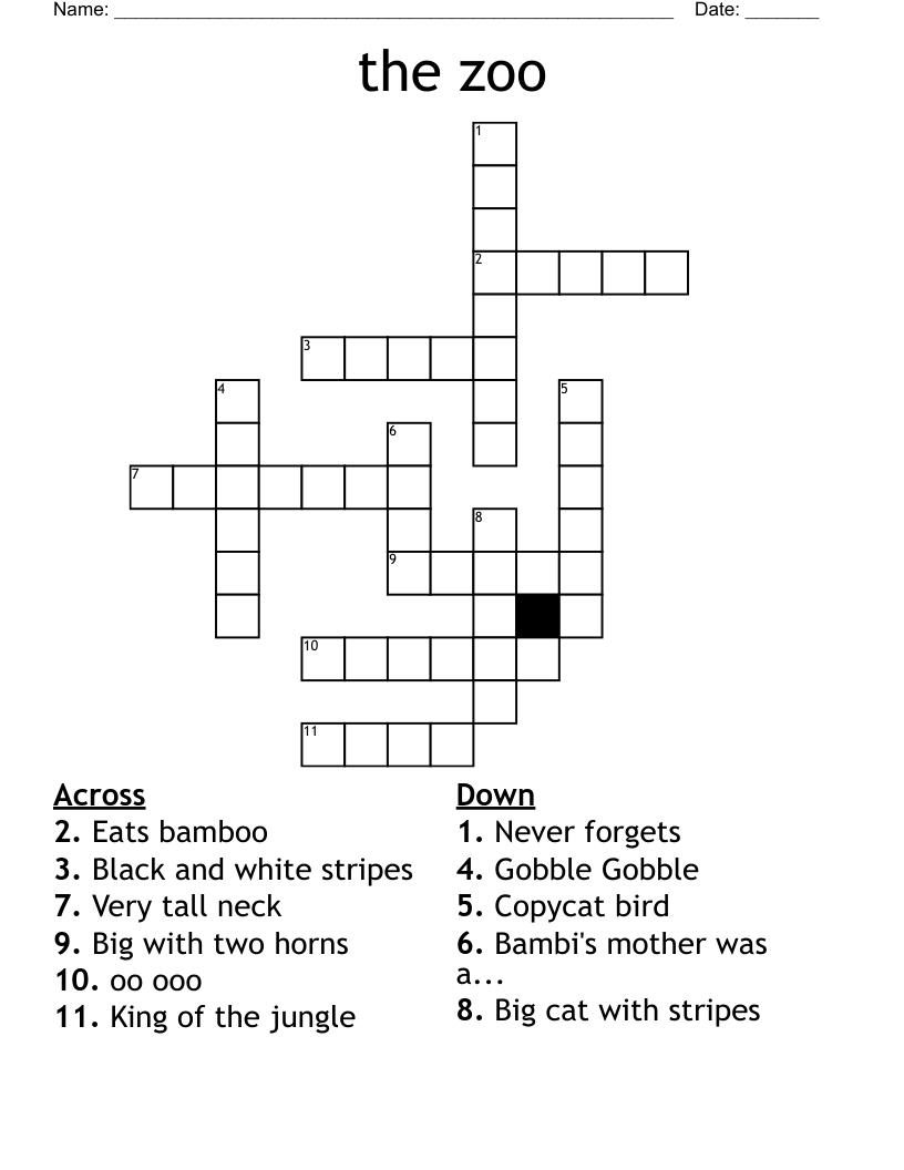 the zoo Crossword