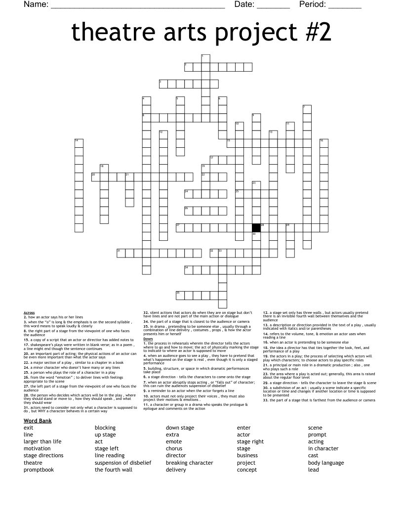 theatre arts project #2 Crossword