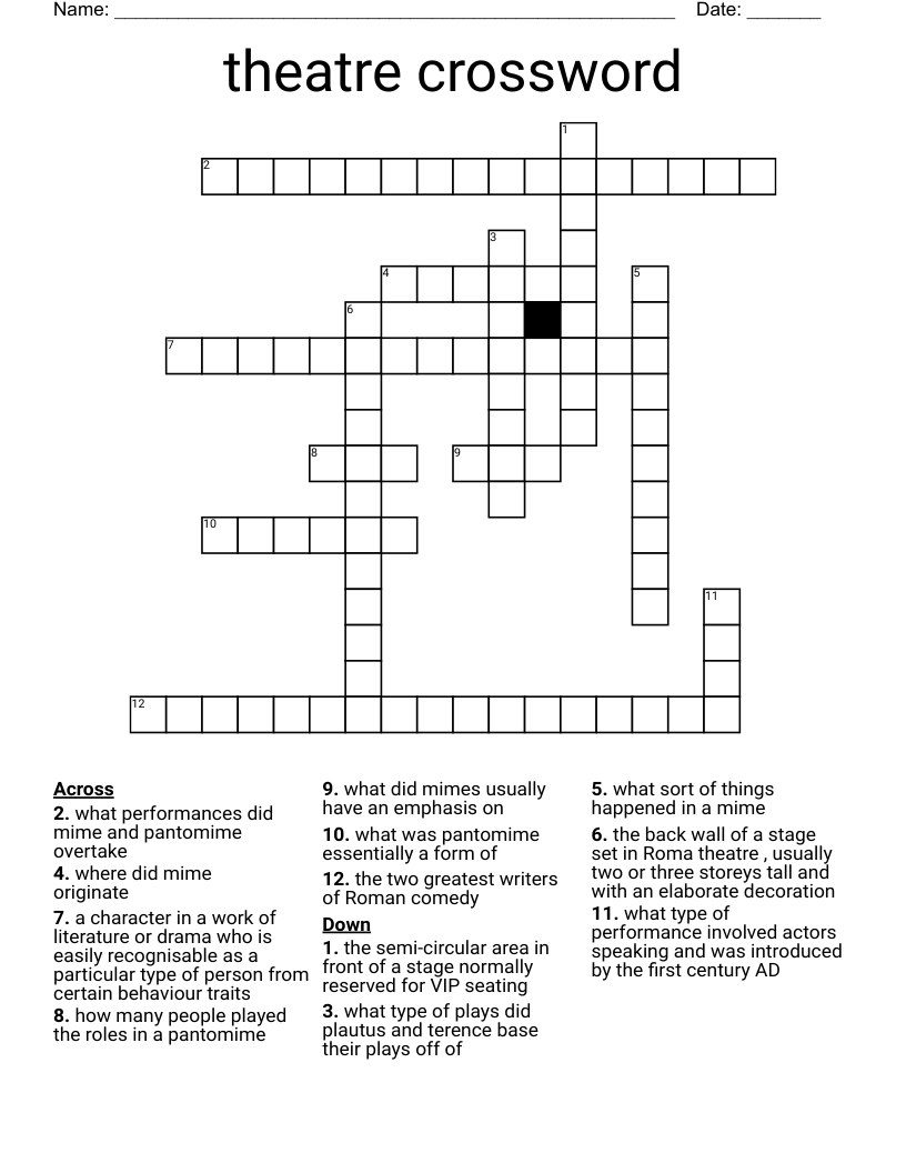 theatre crossword