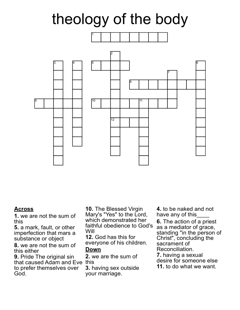 theology of the body Crossword