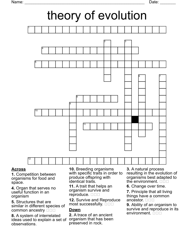 theory of evolution Crossword