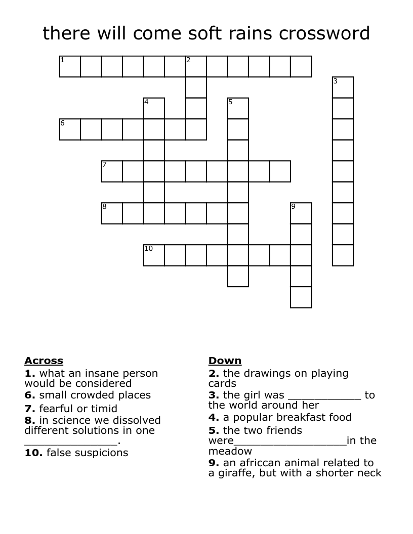 there will come soft rains crossword