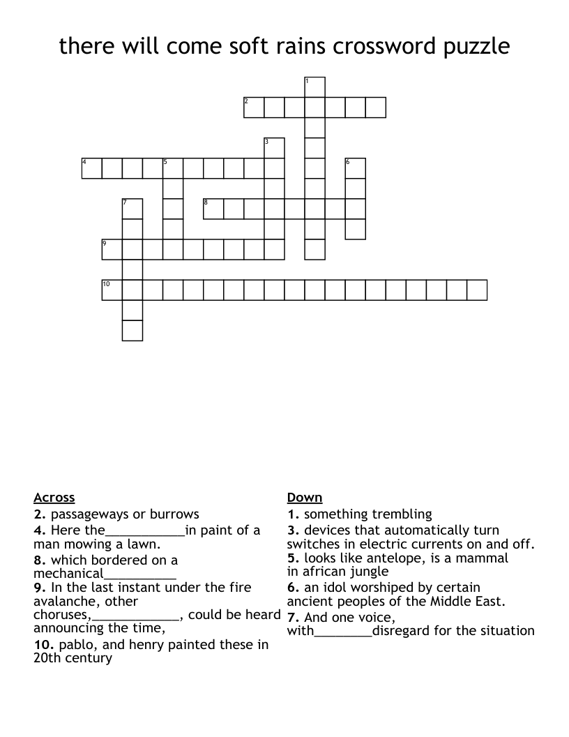 there will come soft rains crossword puzzle