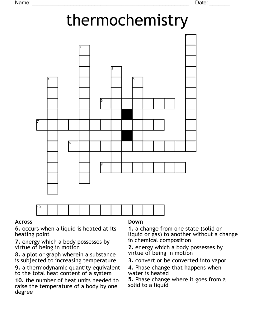 thermochemistry Crossword