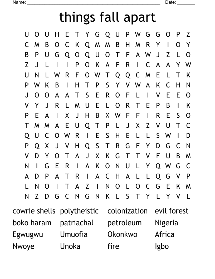 things fall apart Word Search